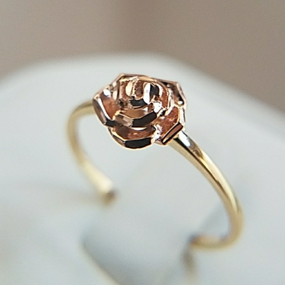 Jewelry - 14K Yellow Gold Rose Gold Rose Flower Ring